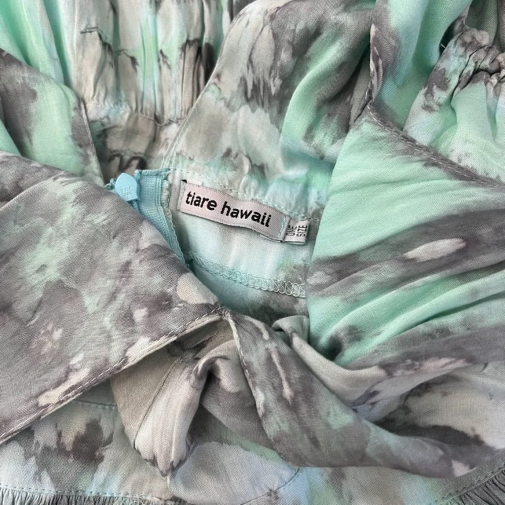 Tiare Hawaii x Revolve Geo Tie Dye Mini Dress Aqua Grey OS - Picture 2 of 6